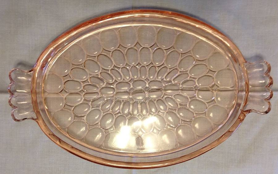 Thumbprint-Pink Handled Tray by Jeannette-1