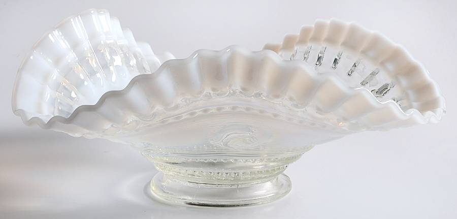 Astro White Opalescent 9" Round Crimped Bowl by Jefferson Glass-1