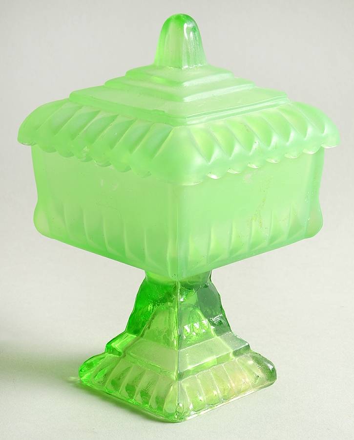Wedding Green Frosted Small Wedding Bowl & Lid by Jeannette-1