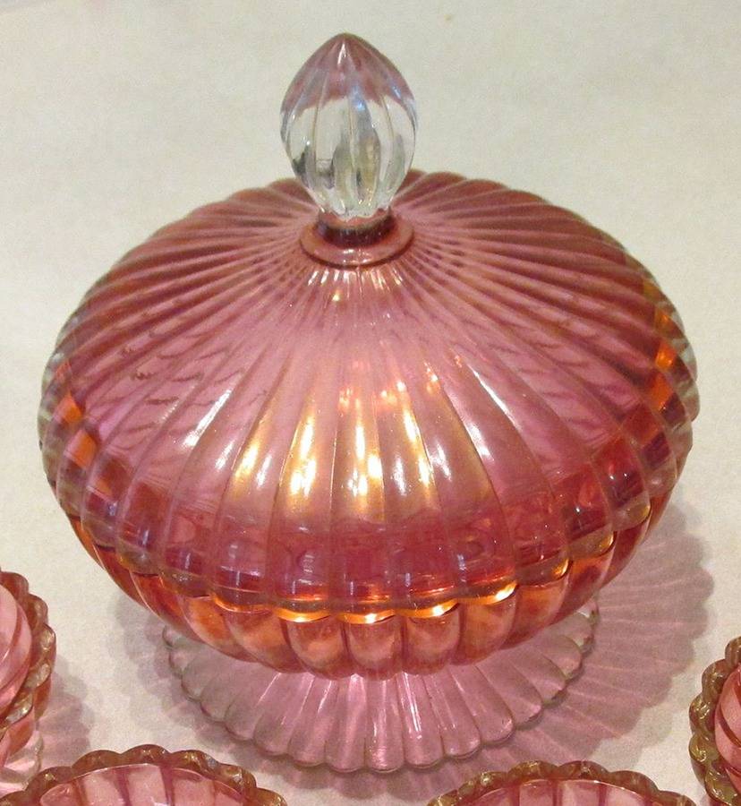 National Cranberry Flash Candy Jar & Lid by Jeannette-1