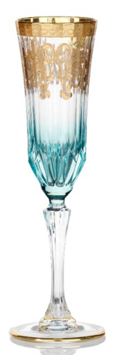 Art Deco-Blue Fluted Champagne by Joseph Sedgh Crystal-1