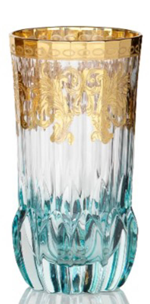 Art Deco-Blue Highball Glass by Joseph Sedgh Crystal-1
