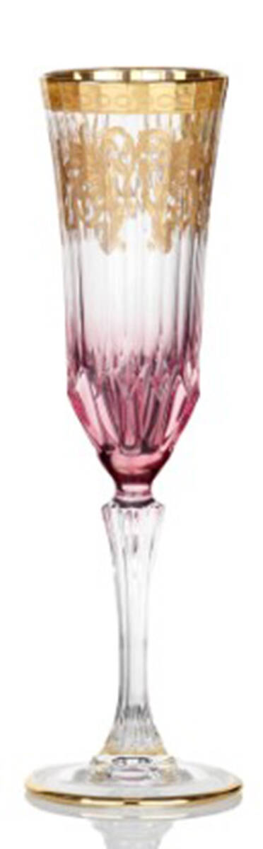 Art Deco-Pink Fluted Champagne by Joseph Sedgh Crystal-1