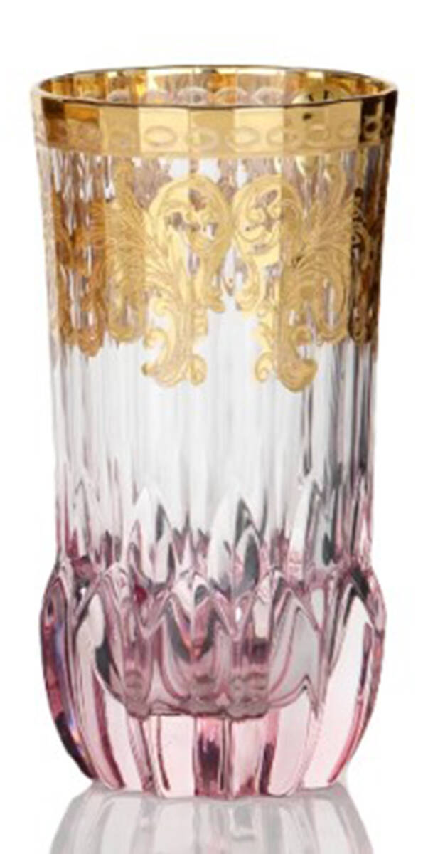 Art Deco-Pink Highball Glass by Joseph Sedgh Crystal-1