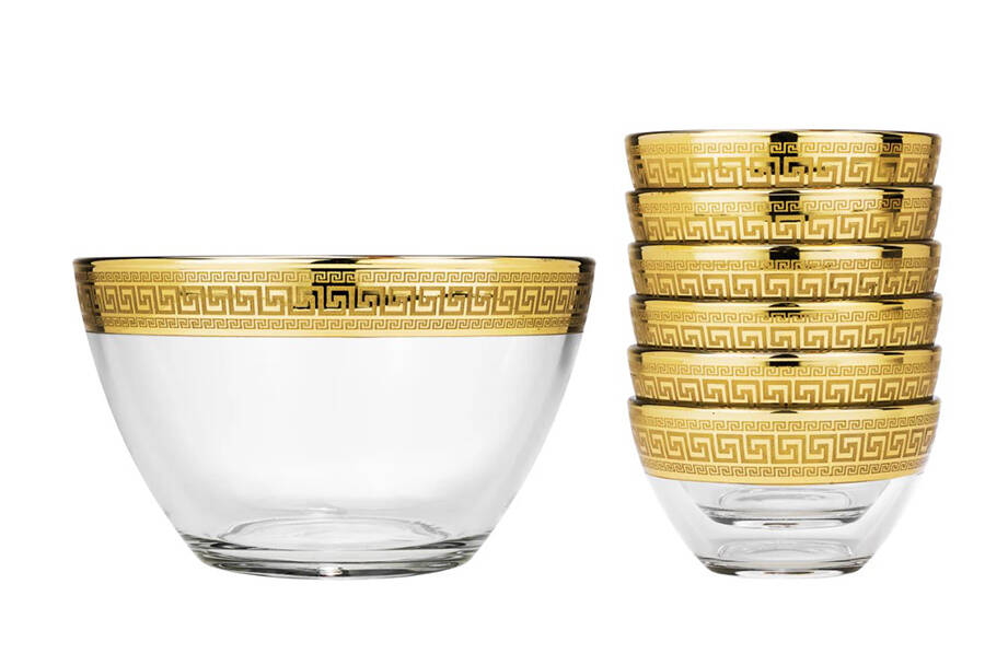 Greek Key 7" Salad Bowl by Joseph Sedgh Crystal-1