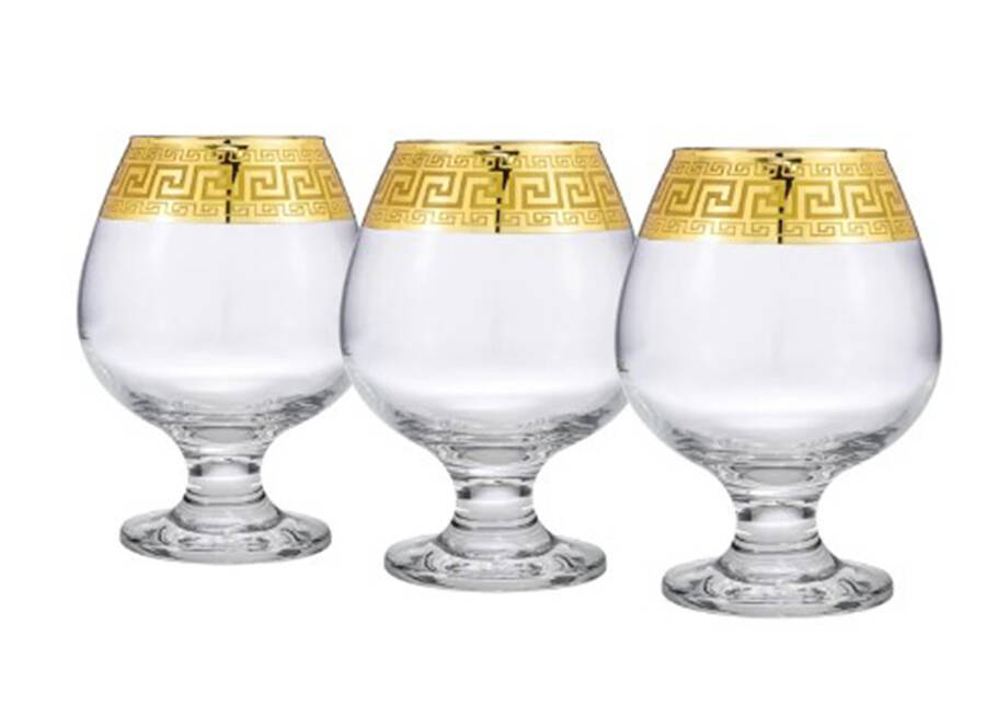 Greek Key Brandy Glass by Joseph Sedgh Crystal-1