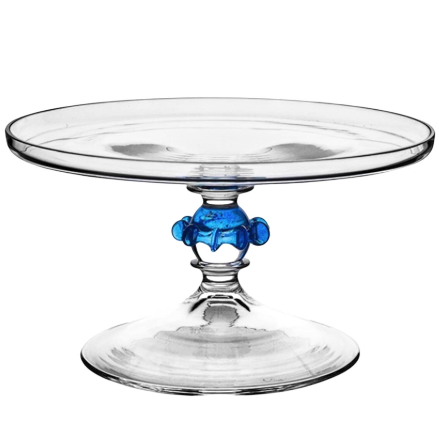 Nell Ruffle-Chambray 8" Diameter High Cake Stand by Juliska Glassware-1