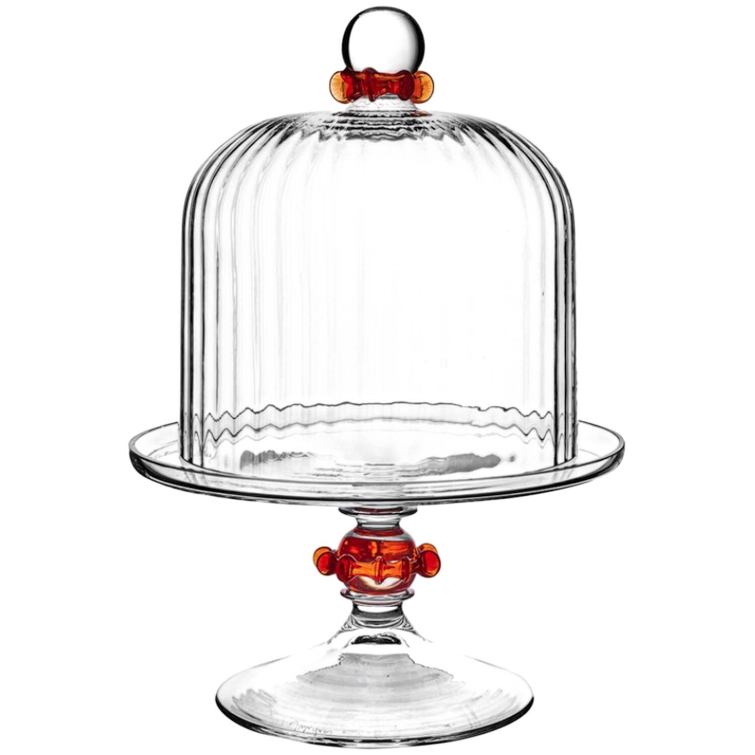 Nell Ruffle-Ruby Cake Stand-High 8" Diameter with Dome by Juliska Glassware-1