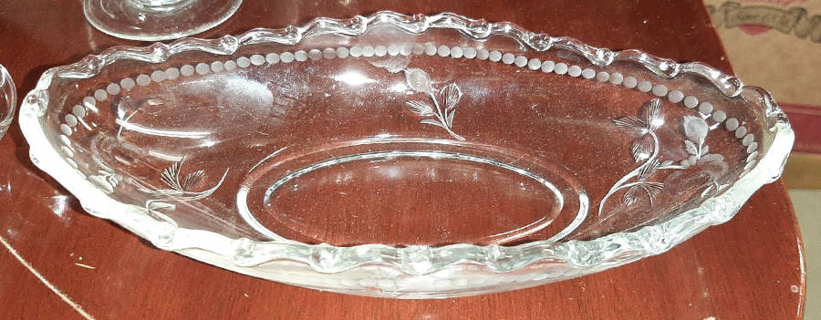 Dolly Madison Rose 8" Oval Relish by Kusak Cut Glass Works-1