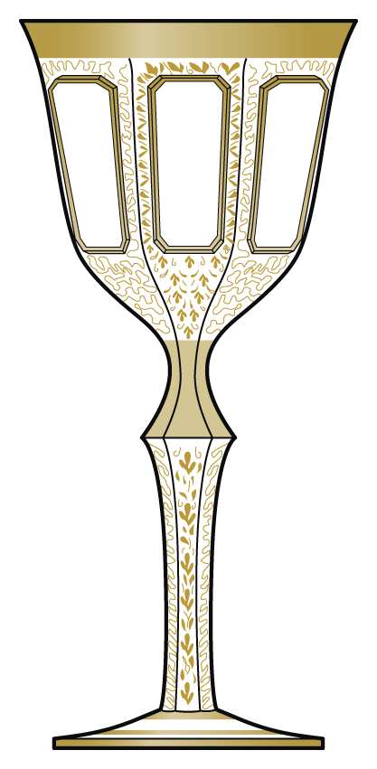 Gold Panel Water Goblet by Kusak Cut Glass Works-1