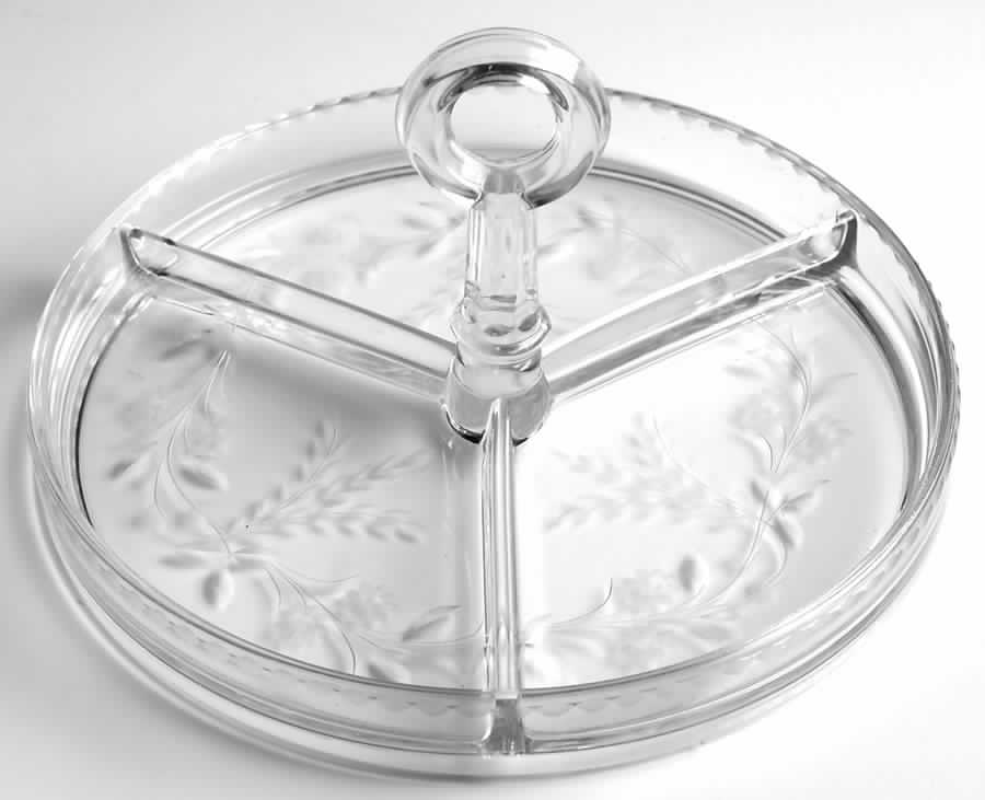 Jasmine 8" Round Center Handled 3 Part Relish by Kusak Cut Glass Works-1