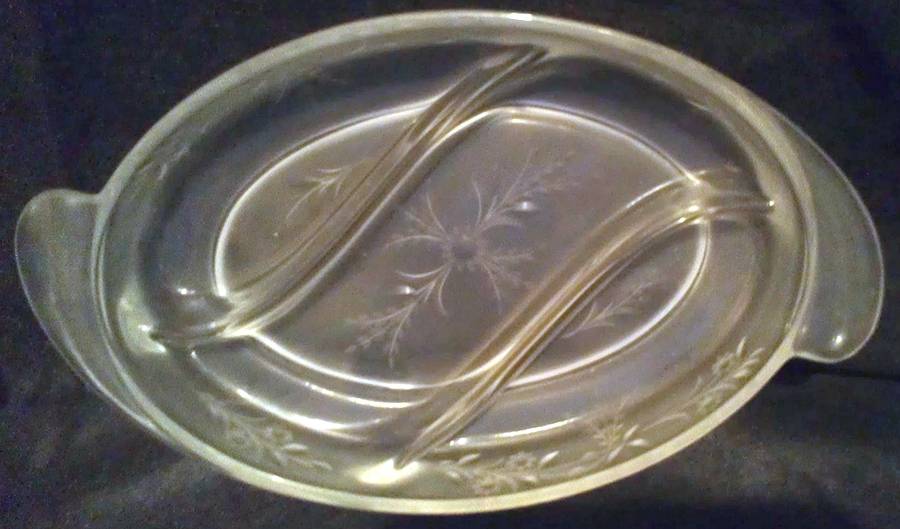 Jasmine 12" Oval 3 Part Celery/Relish by Kusak Cut Glass Works-1