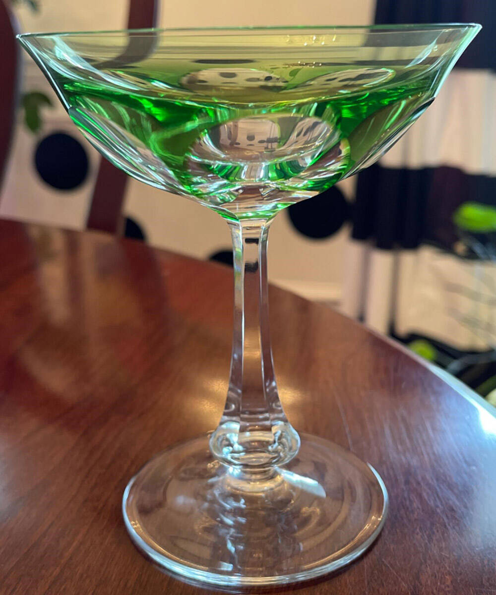 Lady Hamilton Green Champagne/Tall Sherbet by Kusak Cut Glass Works-1