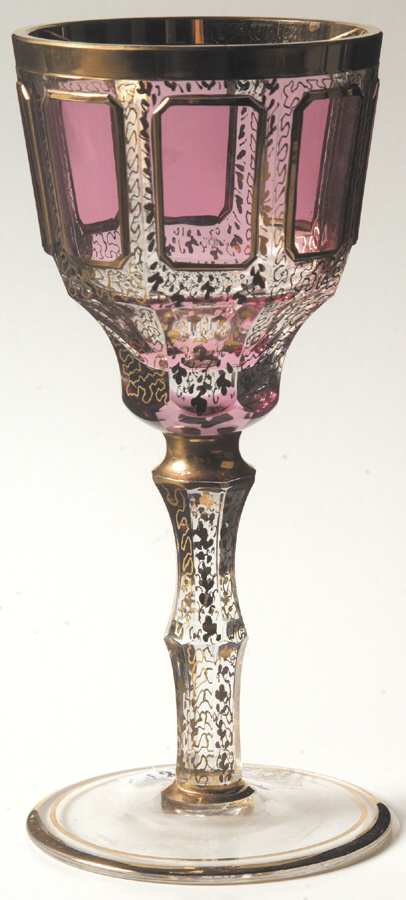 Gold Panel Cranberry Claret Wine by Kusak Cut Glass Works-1