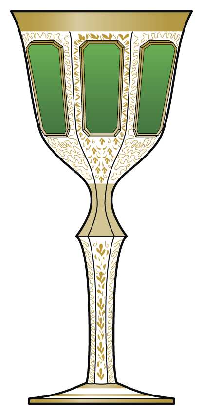 Gold Panel Green Water Goblet by Kusak Cut Glass Works-1