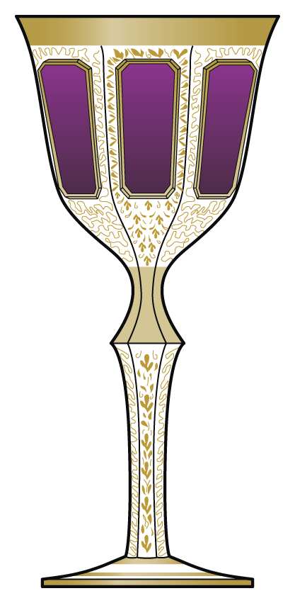 Gold Panel Amethyst Water Goblet by Kusak Cut Glass Works-1