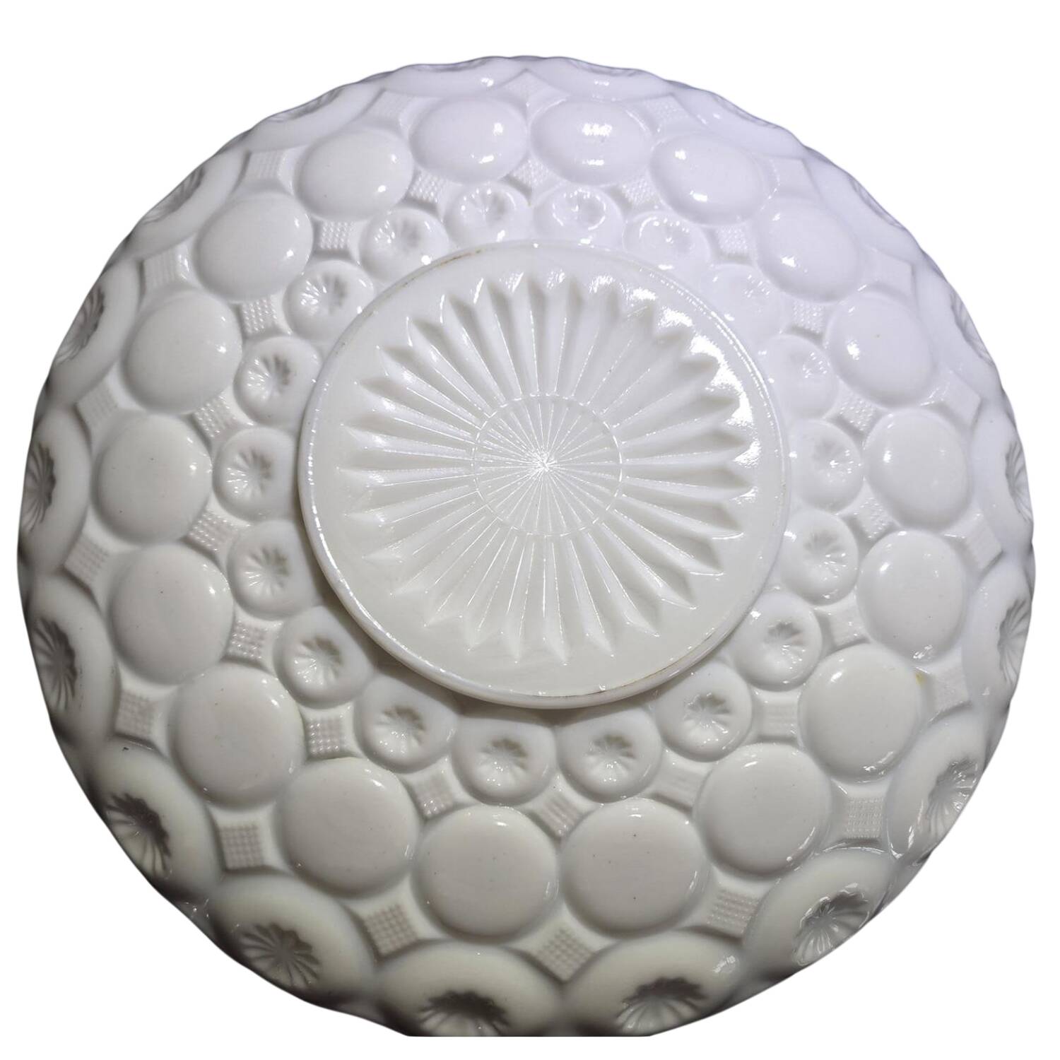 Moon and Star Variant Milk Glass 8" Round Bowl by Kemple-1