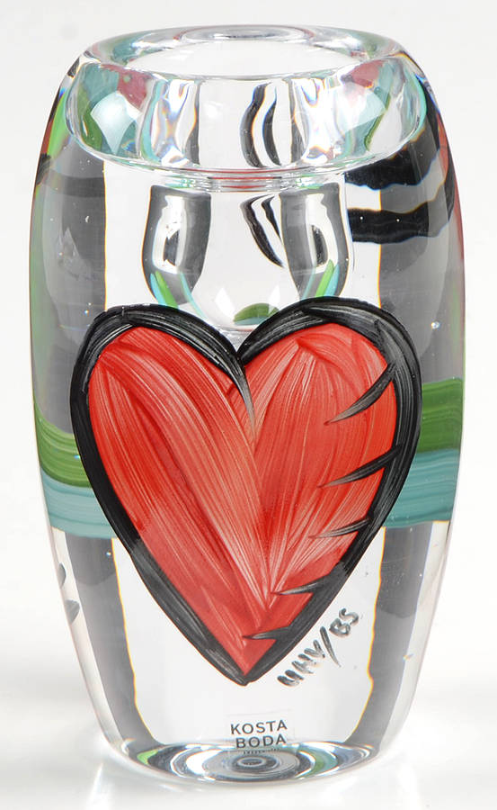 Hearts 4" Single Light Candlestick by Kosta-Boda-1