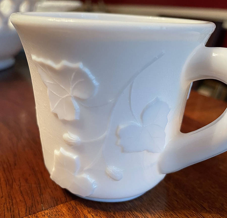 Ivy In Snow Milk Glass Cup Only by Kemple-1