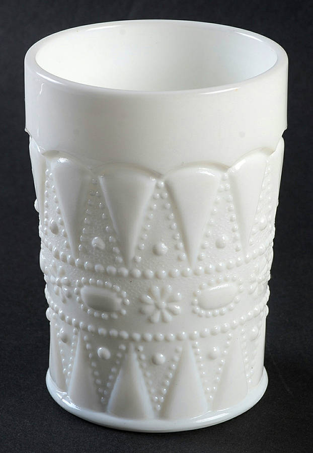 Lace and Dewdrop Milk Glass 6 Oz Flat Tumbler by Kemple-1