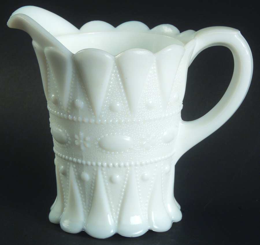 Lace and Dewdrop Milk Glass Creamer by Kemple-1