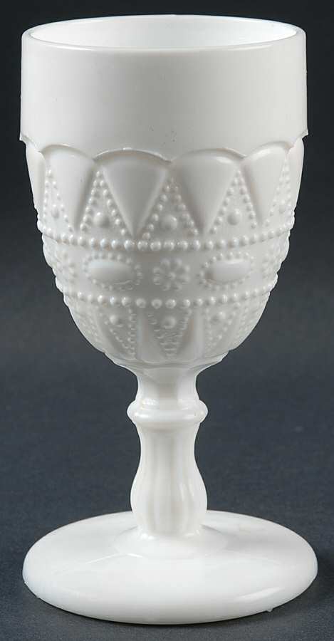 Lace and Dewdrop Milk Glass Water Goblet by Kemple-1