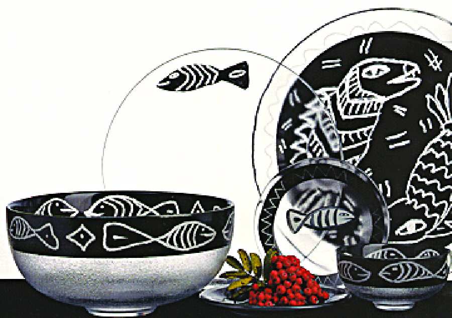 Kaboka Black 11" Round Bowl by Kosta-Boda-1