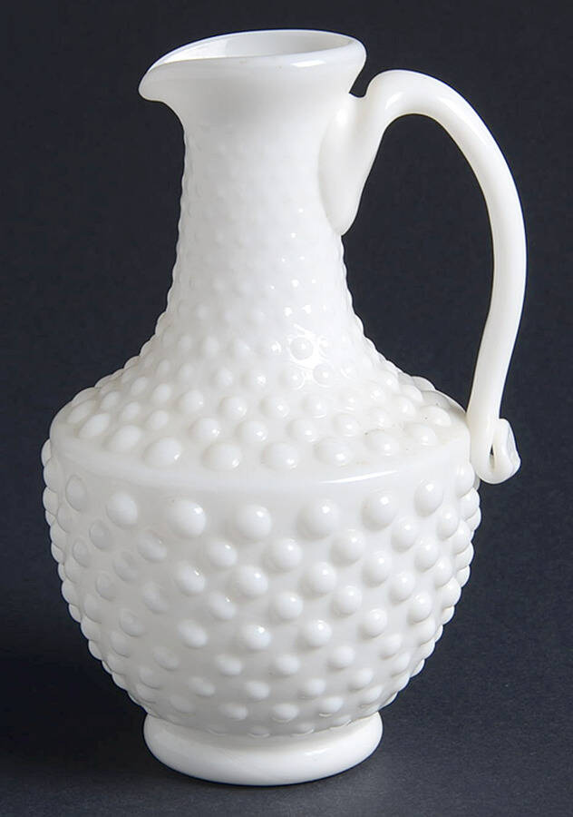 Hobnail Milk Glass Handled Cruet No Stopper by Kanawha-1