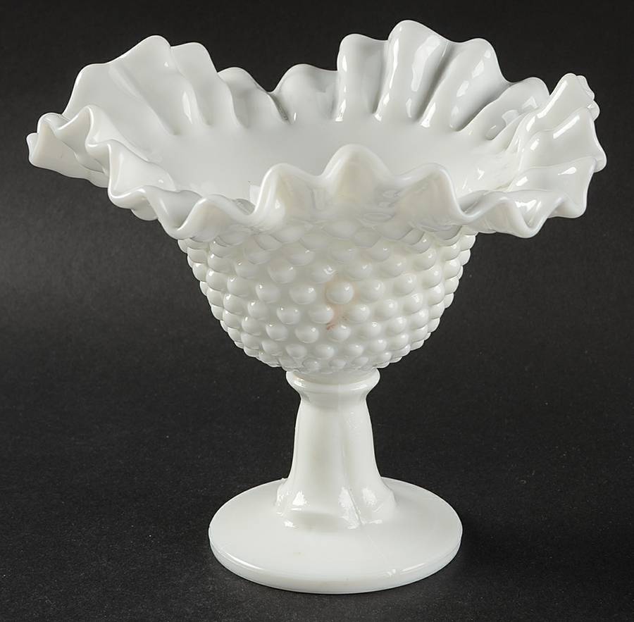 Hobnail Milk Glass Round Compote (Height X Width) by Kanawha-1