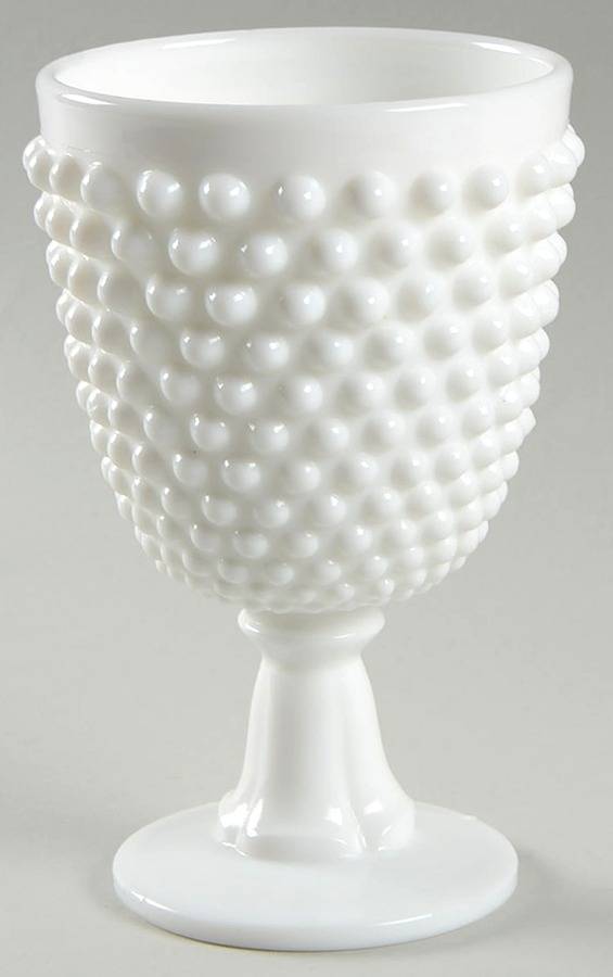 Hobnail Milk Glass Water Goblet by Kanawha-1