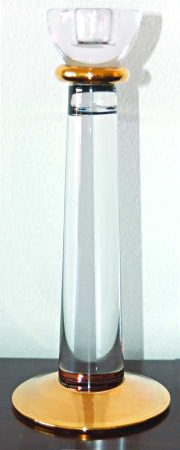 Athena Gold 10" Tall Single Light Candlestick by Kosta-Boda-1
