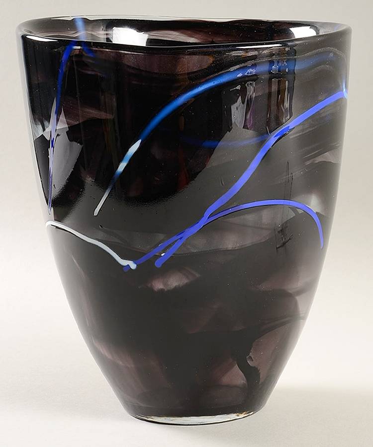 Contrast Black 9" Flower Vase by Kosta-Boda-1
