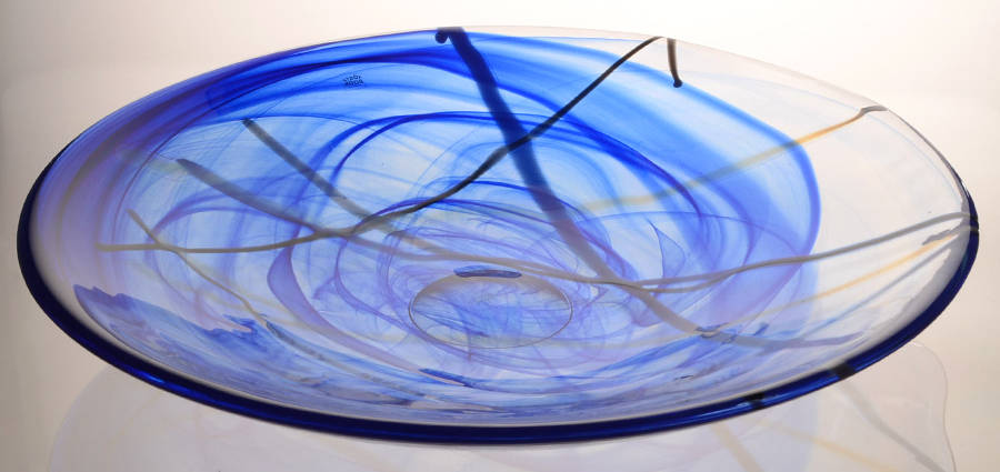 Contrast Blue 15" Round Platter by Kosta-Boda-1