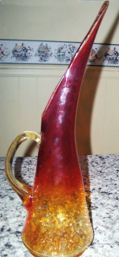 Amberina Crackled Pitcher by Kanawha-1