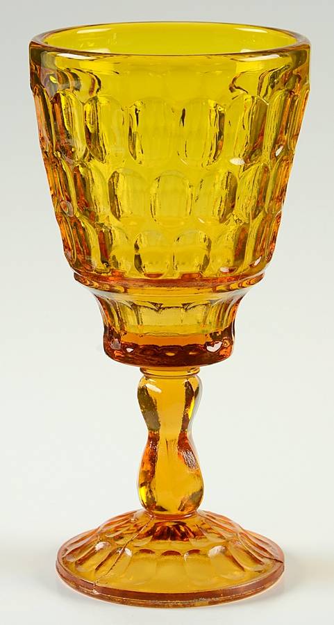 Thumbprint Amber Water Goblet by Kanawha-1