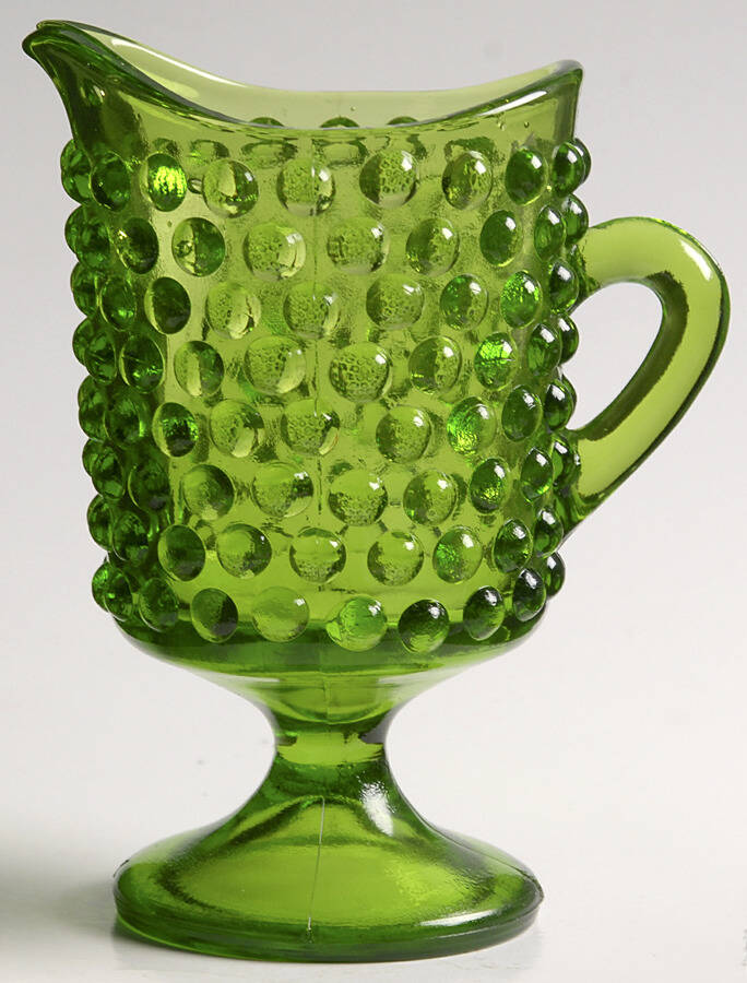 Hobnail Green Footed Creamer by Kanawha-1