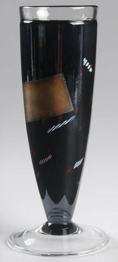 Satellite Black 11" Footed Vase by Kosta-Boda-1
