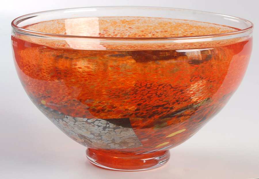 Satellite Red 8" Round Bowl by Kosta-Boda-1