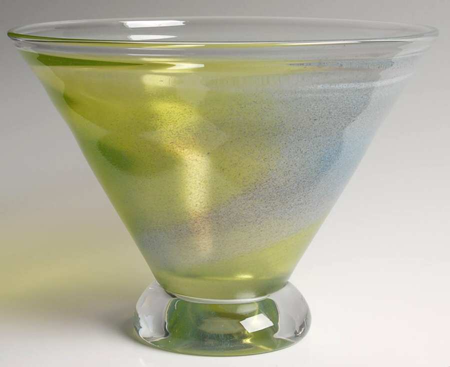 Twister Green 10" Footed Bowl by Kosta-Boda-1