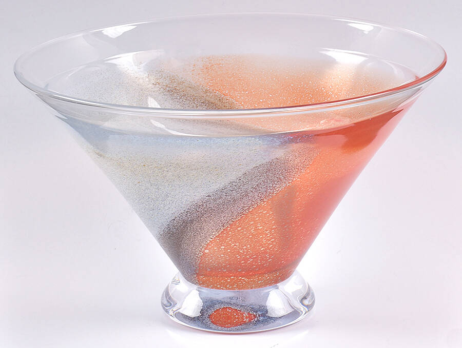 Twister Red Orange 11" Footed Bowl by Kosta-Boda-1
