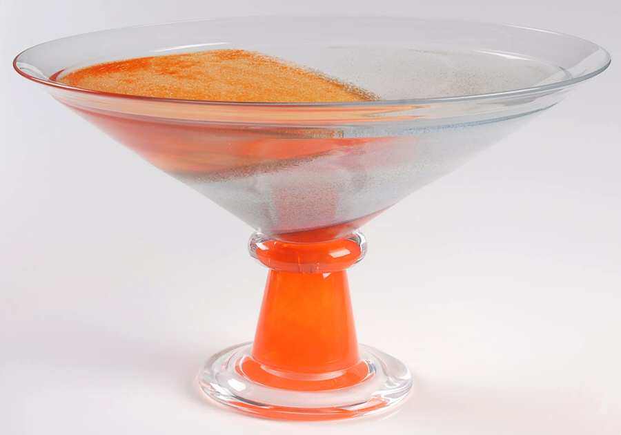 Twister Red Orange 13" Footed Bowl by Kosta-Boda-1