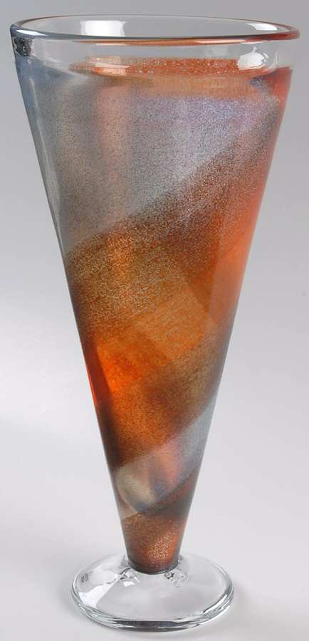 Twister Red Orange 13" Footed Vase by Kosta-Boda-1