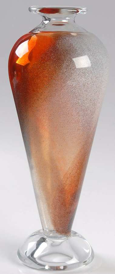Twister Red Orange 11" Footed Vase by Kosta-Boda-1