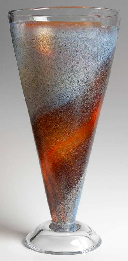 Twister Red Orange 11" Footed Vase by Kosta-Boda-1