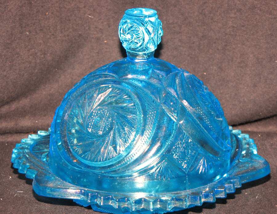 Aztec Blue Round Covered Butter by Kemple-1
