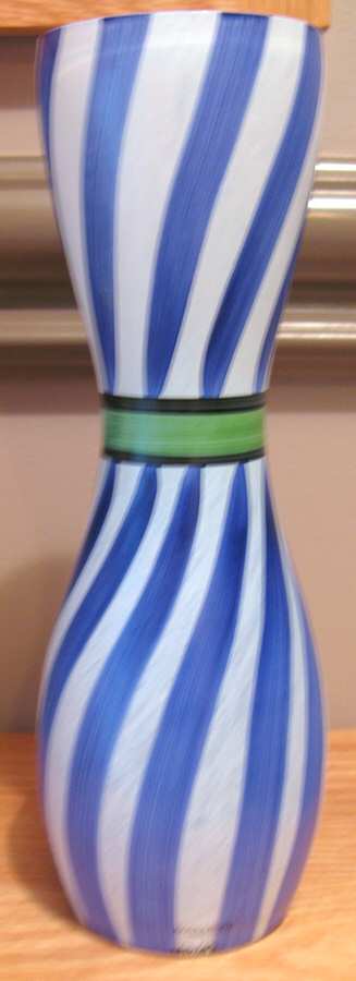 Ribbon Blue White 10" Flower Vase by Kosta-Boda-1