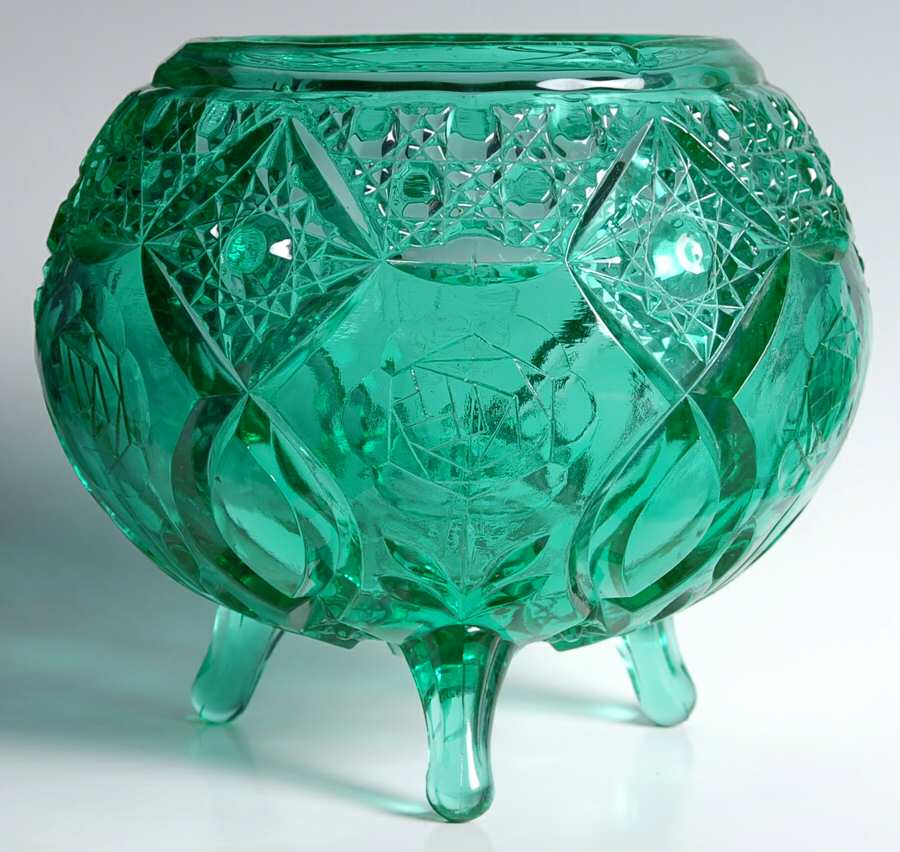 Cane Band and Rose Green 7" Rose Bowl by Kemple-1