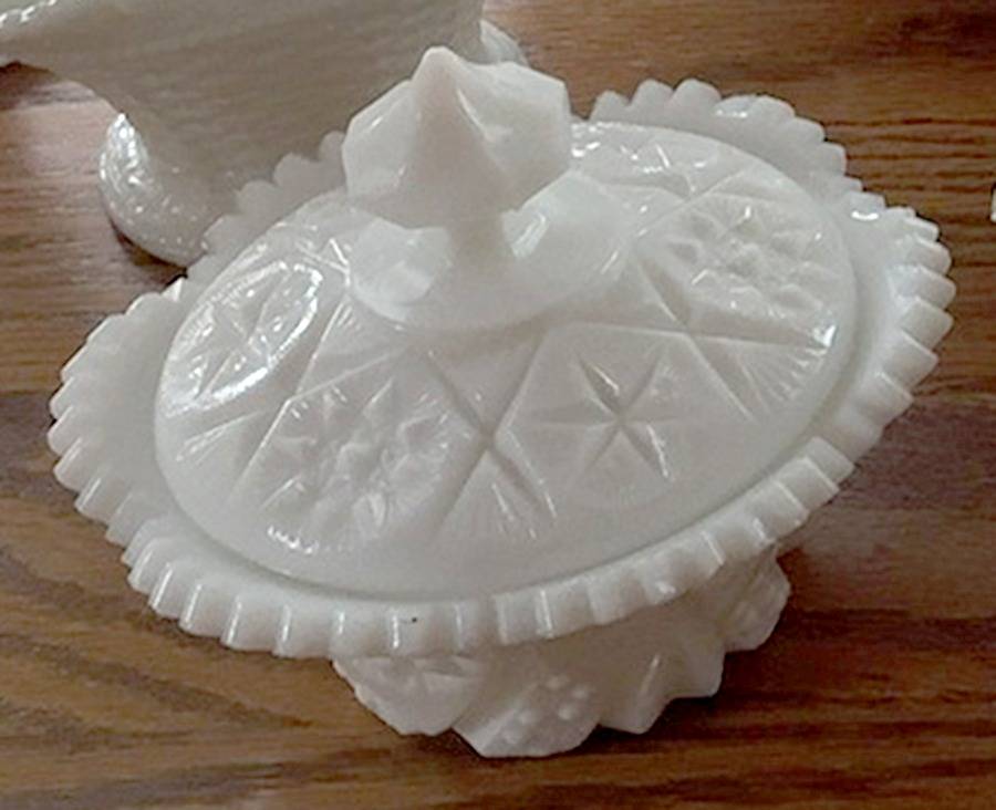 Yutec Milk Glass Sugar Bowl & Lid by Kemple-1