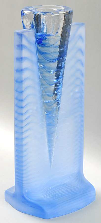 Ice Age 10" Tall Single Light Candlestick by Kosta-Boda-1