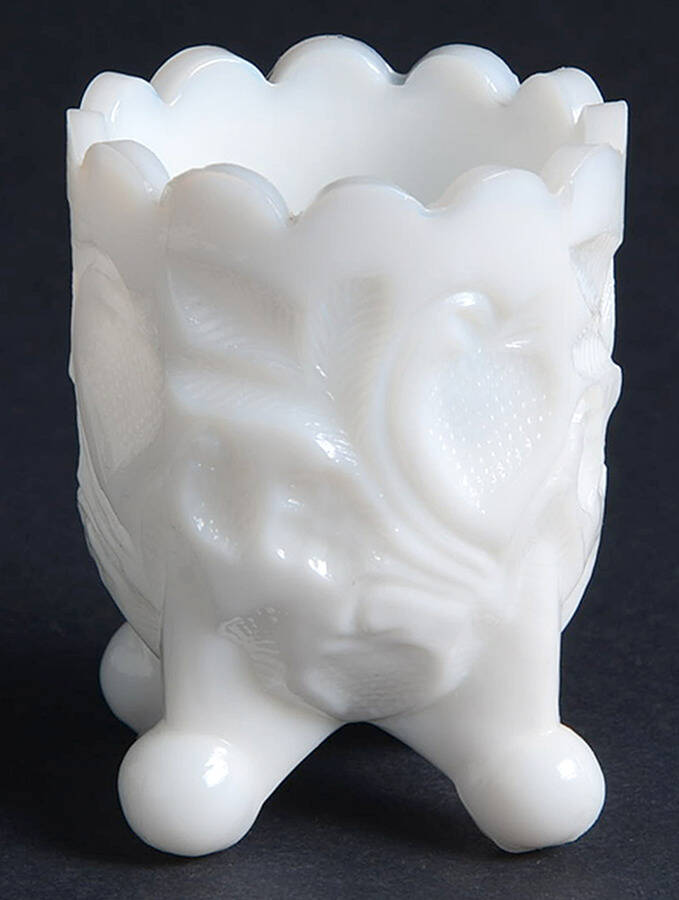 Strawberry Milk Glass Toothpick Holder by Kanawha-1